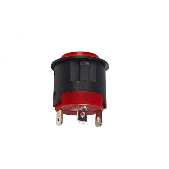 Vypínač O-I (ON/OFF) 3 pin, montážní otvor 24 mm - kulatý, červený podsvícený